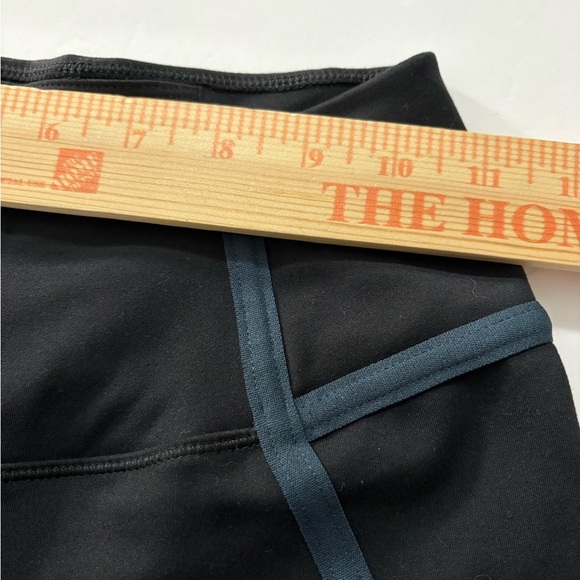 Nike 7/8 Sleek Black Leggings with Blue Stripes. Super Soft Stretchy Fabric. - Picture 5 of 15